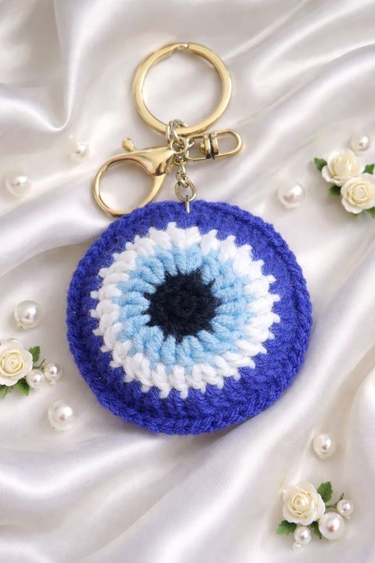 Evil eye crochet keychain
