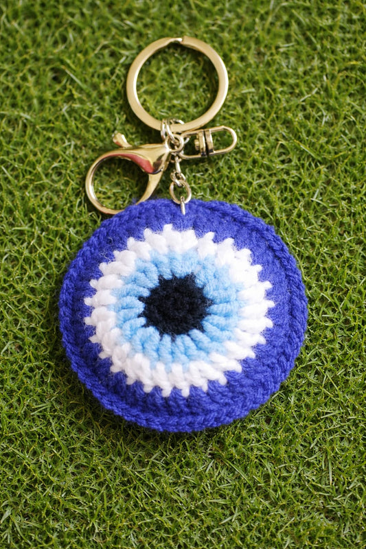 Evil eye crochet keychain